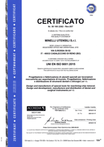 Minelli Utensili - UNI EN ISO 9001-2015